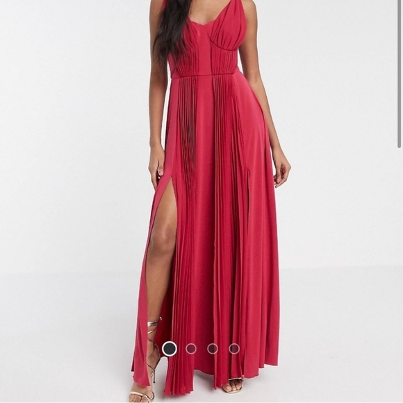 Elegant Pink - Cherry Red Evening Gown - Picture 4 of 10